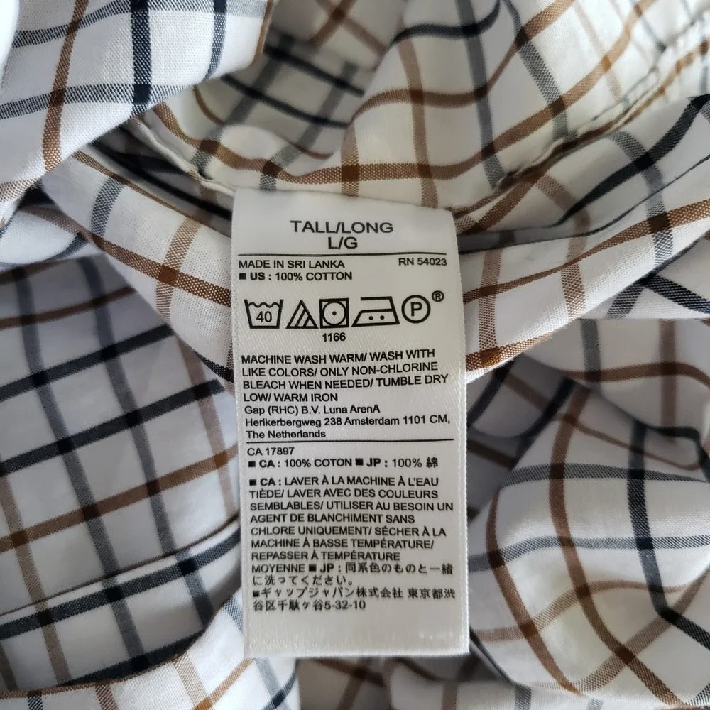 Banana Republic Button Down Shirt Mens Large Tall Check Non Iron Standard Fit‎